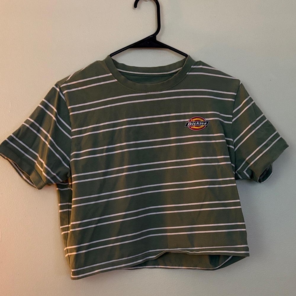 Dickies Olive and White Striped Short Sleeve Tee